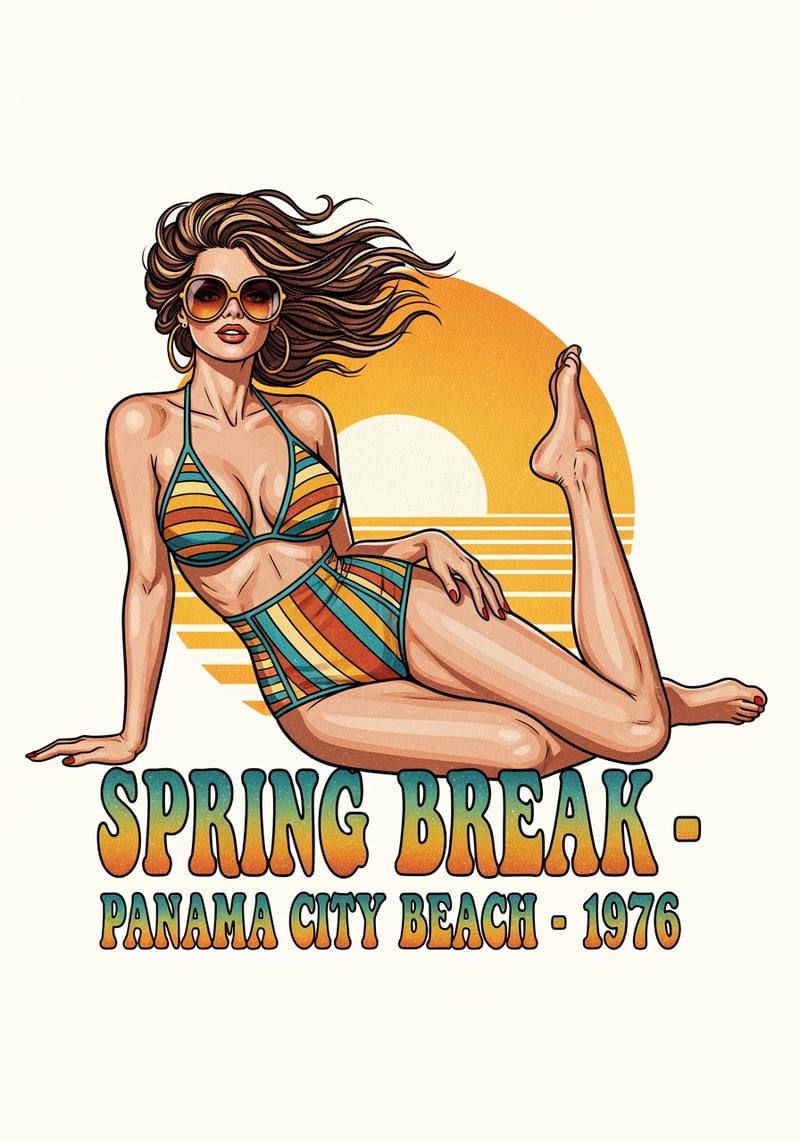 1970s Florida Spring Break Pin-Up Tee