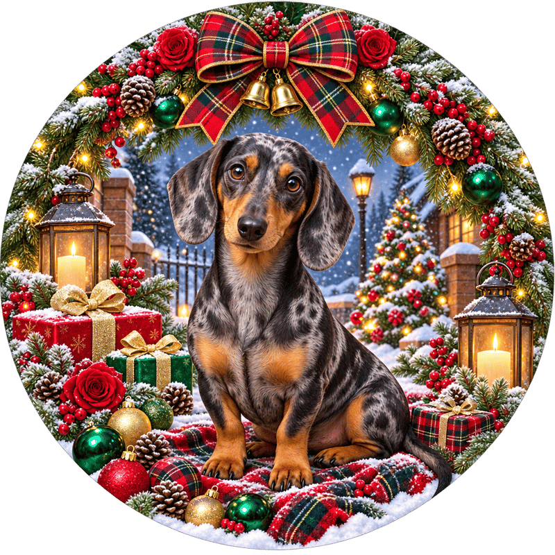 Silver-Dapple Dachshund Holiday Sublimation