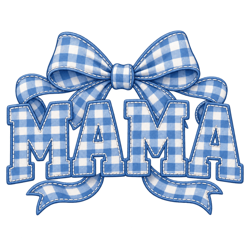 Blue Gingham MAMA Chest Print