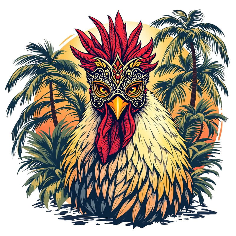 Fantasy Fest Rooster with Ornate Mask