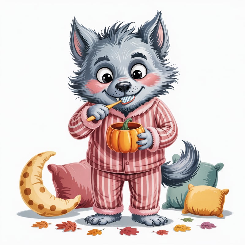Fluffy Werewolf Brushing Teeth