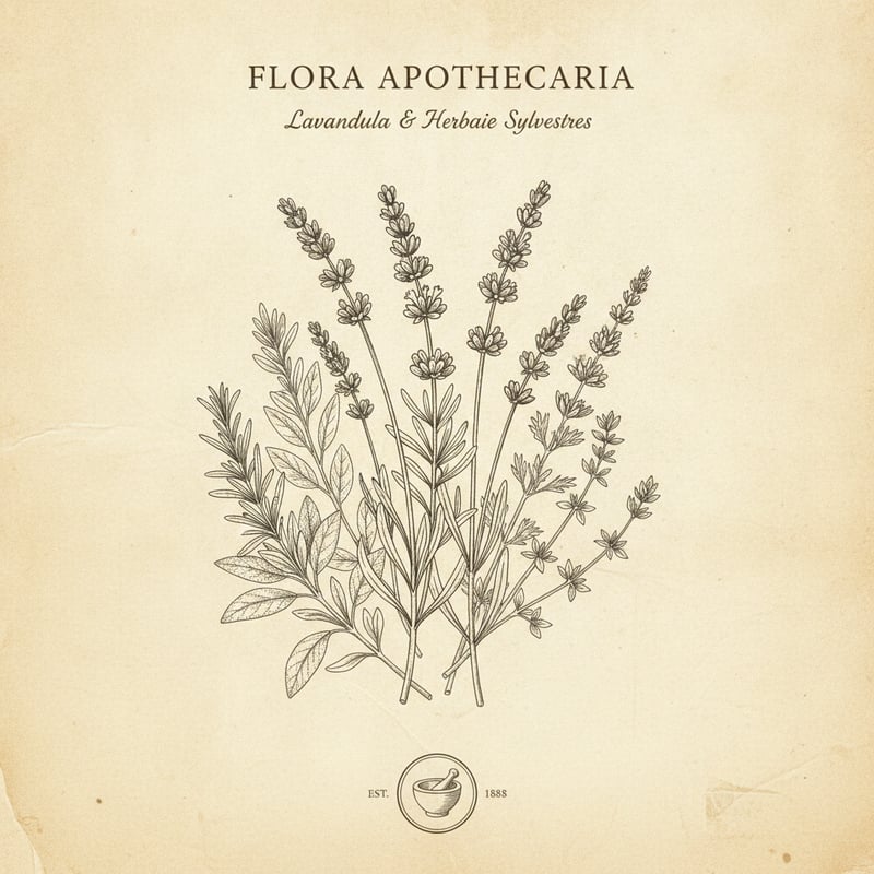 Vintage Botanical Illustration of Lavender