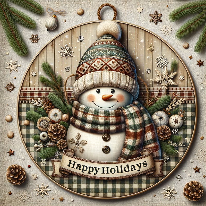 Cozy Circular Christmas Snowman Design