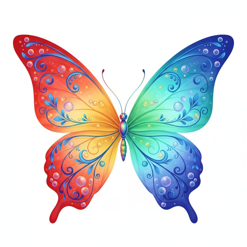 Rainbow Butterfly Digital Illustration