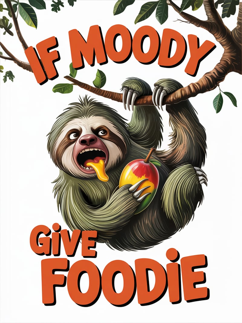 Sarcastic Sloth Yelling with Snack