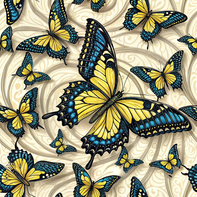3D Swallowtail Butterflies Vortex