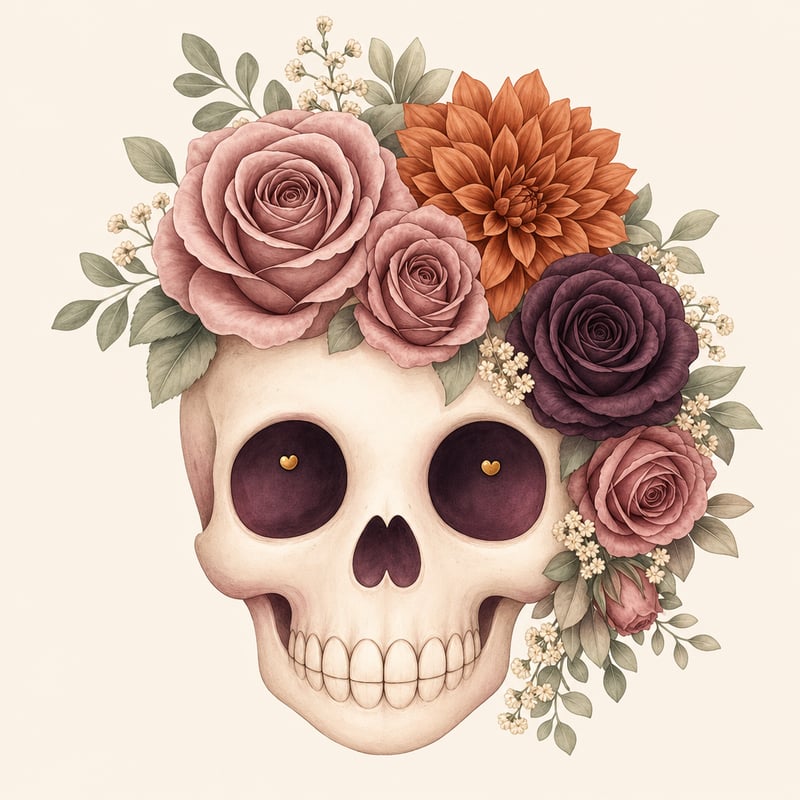 Friendly Floral Skull Illustration
