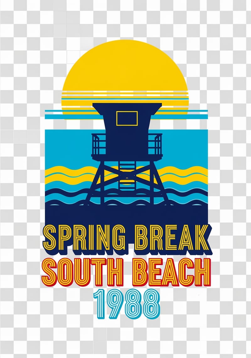 1980s Spring Break South Beach Graphic