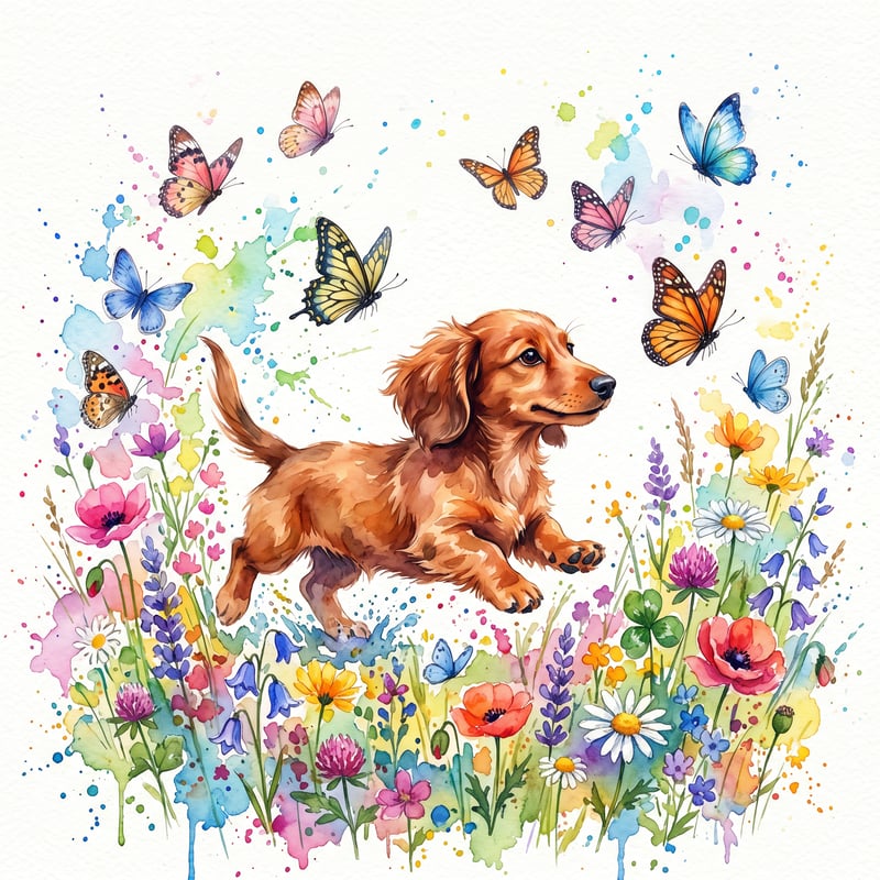 Whimsical Dachshund Puppy Art