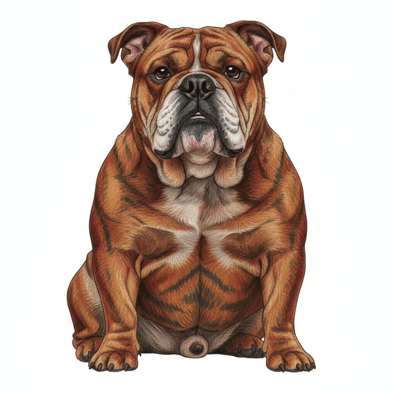 Realistic Red Brindle English Bulldog