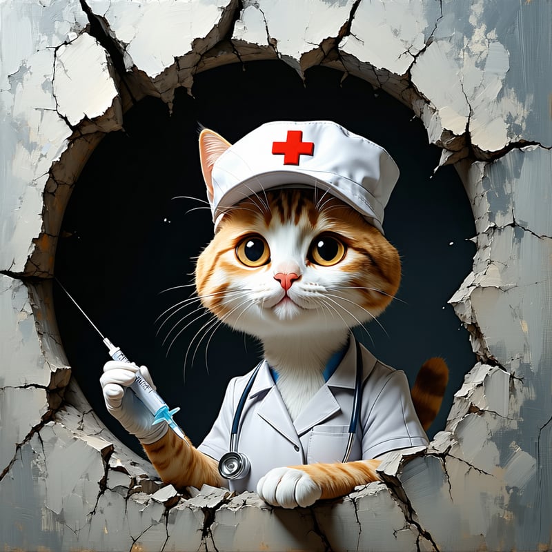 3D Cartoon Nurse Cat Art