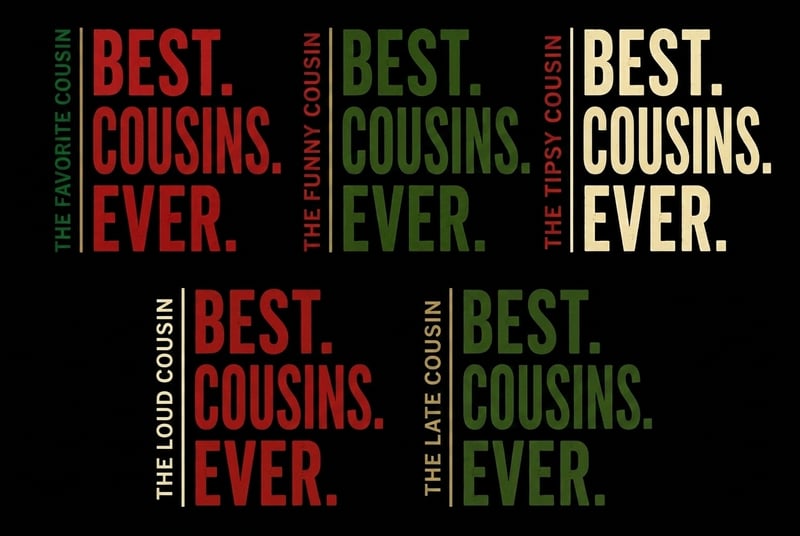 Adult Cousin Crew Typography Designs