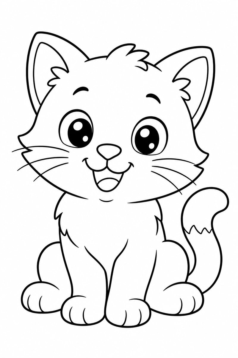 Cute Animal Coloring Book Page