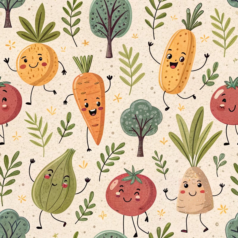 Smiling Vegetables Vector Illustration