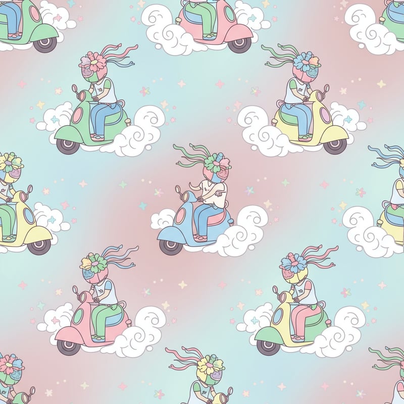 Seamless Electric Scooter Vector Pattern