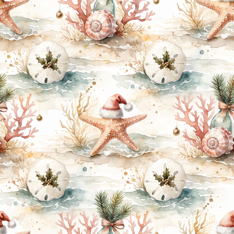 Coastal Christmas Watercolor Pattern