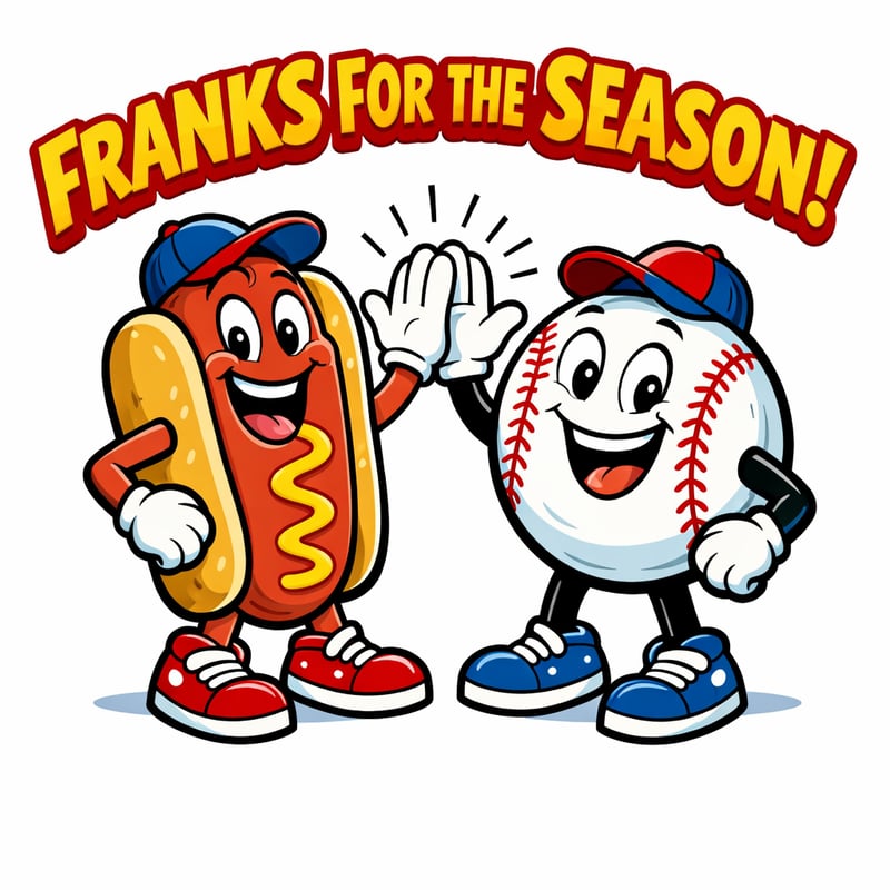 Cartoon Hot Dog and Baseball Characters