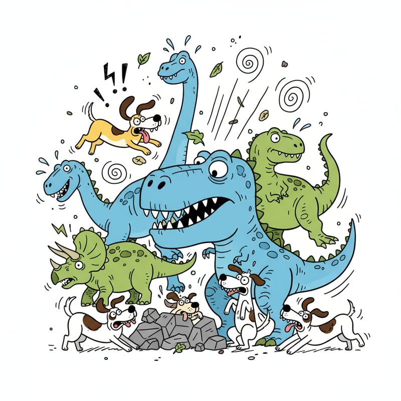 Silly Doodle Dogs vs Dinosaurs