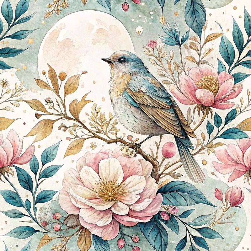 Elegant Ink and Watercolor Bird Art