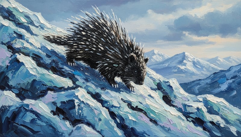 Rustic Porcupine Oil Painting