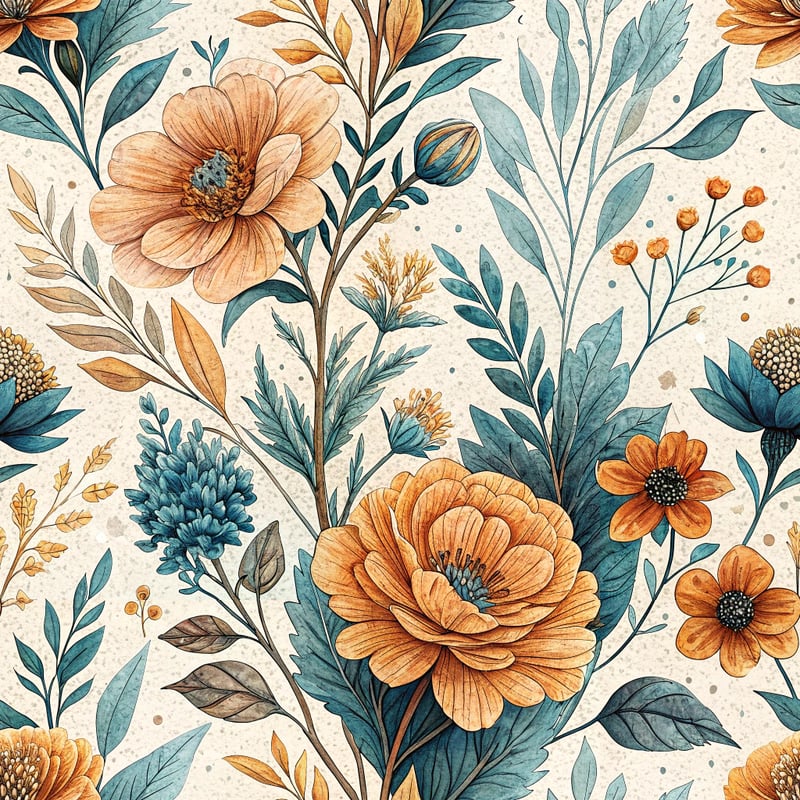 Boho Folk Garden Watercolor Pattern