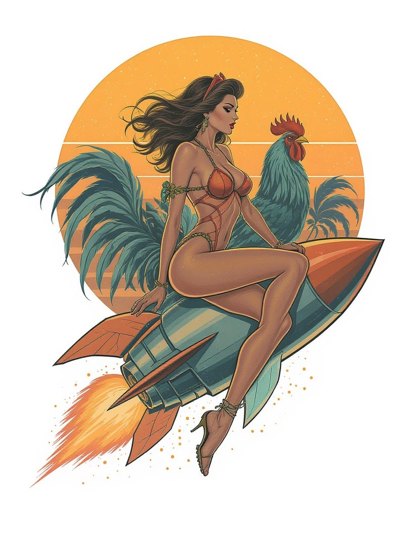 Retro Key West Sunset Pinup Girl