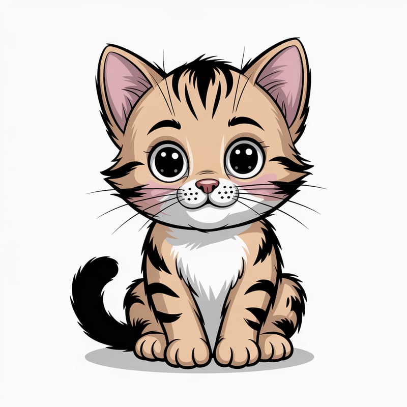 Cute Animated Baby Cat Vector Art