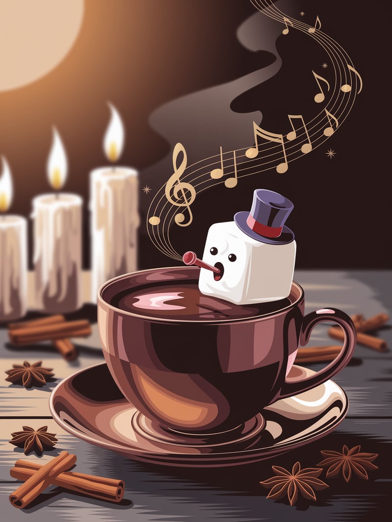 Marshmallows Singing in Cocoa