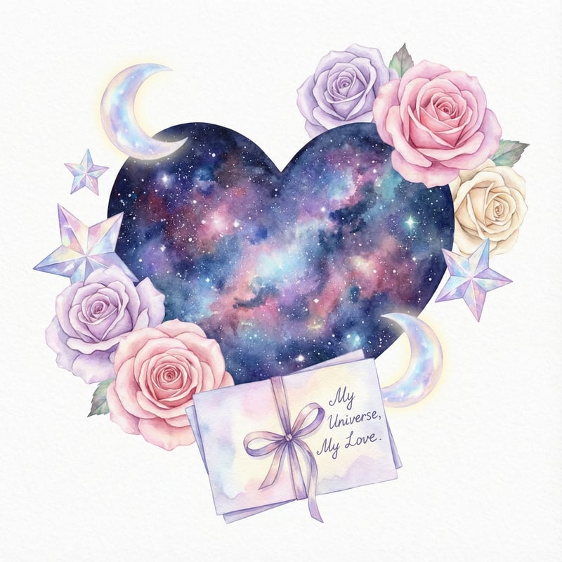Celestial Heart with Pastel Roses