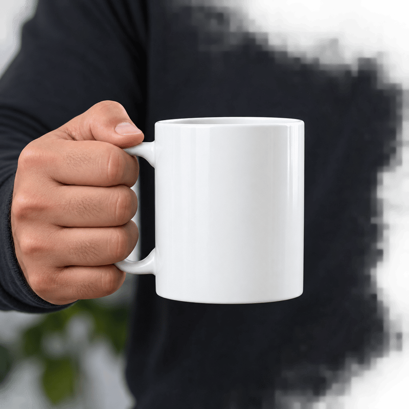 Mug Mockup: Man Holding, Face Hidden