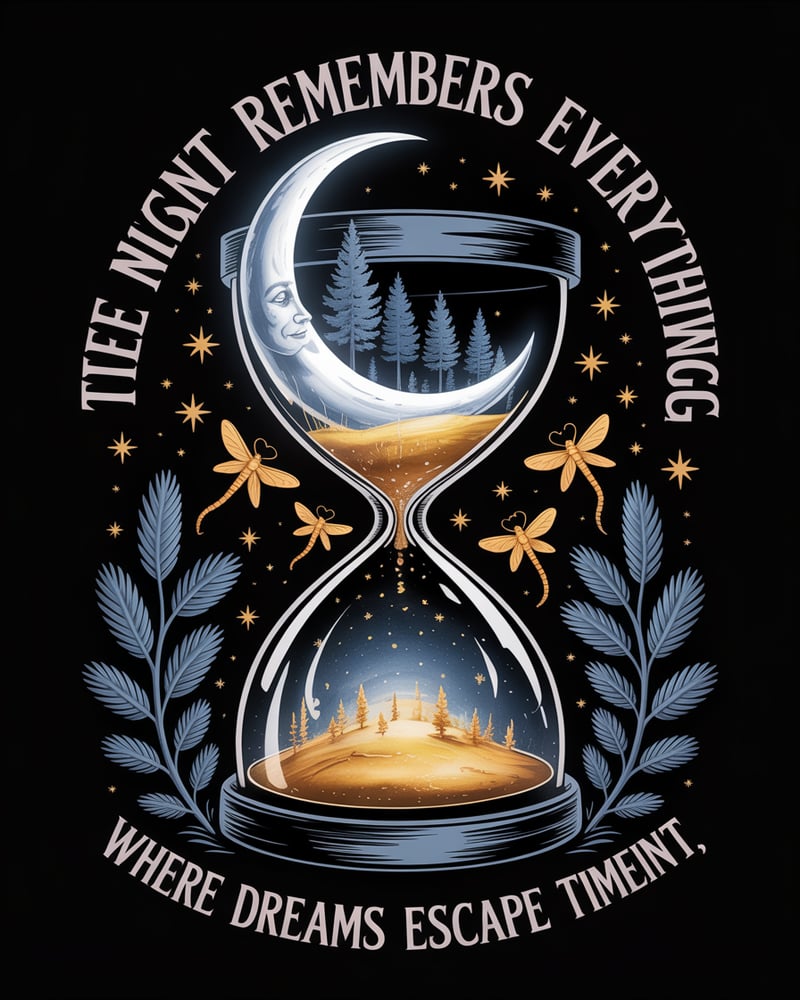 Glowing Crescent Moon Forest Shirt Design