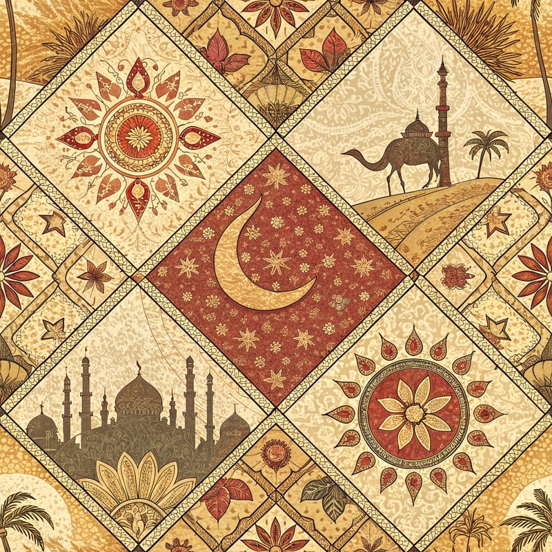 Seamless Oriental Patchwork Pattern