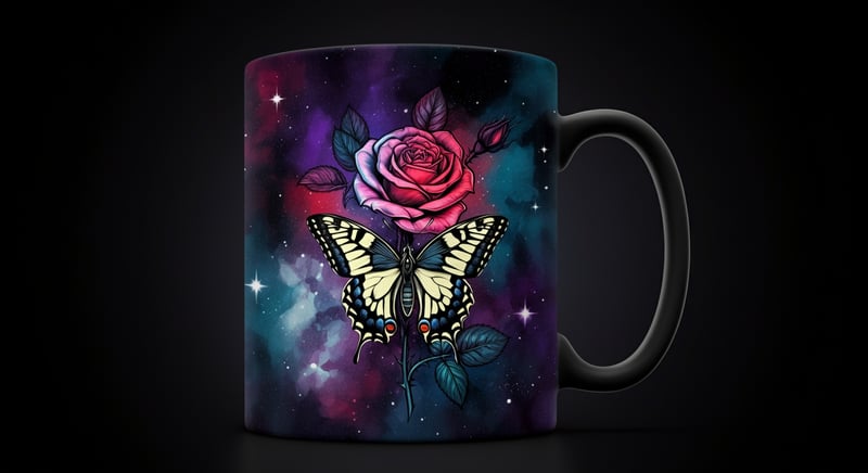 Watercolor Butterfly on Rose Design