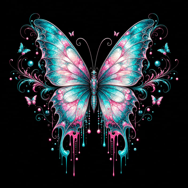 Fantasy Butterfly with Glowing Neon Wings