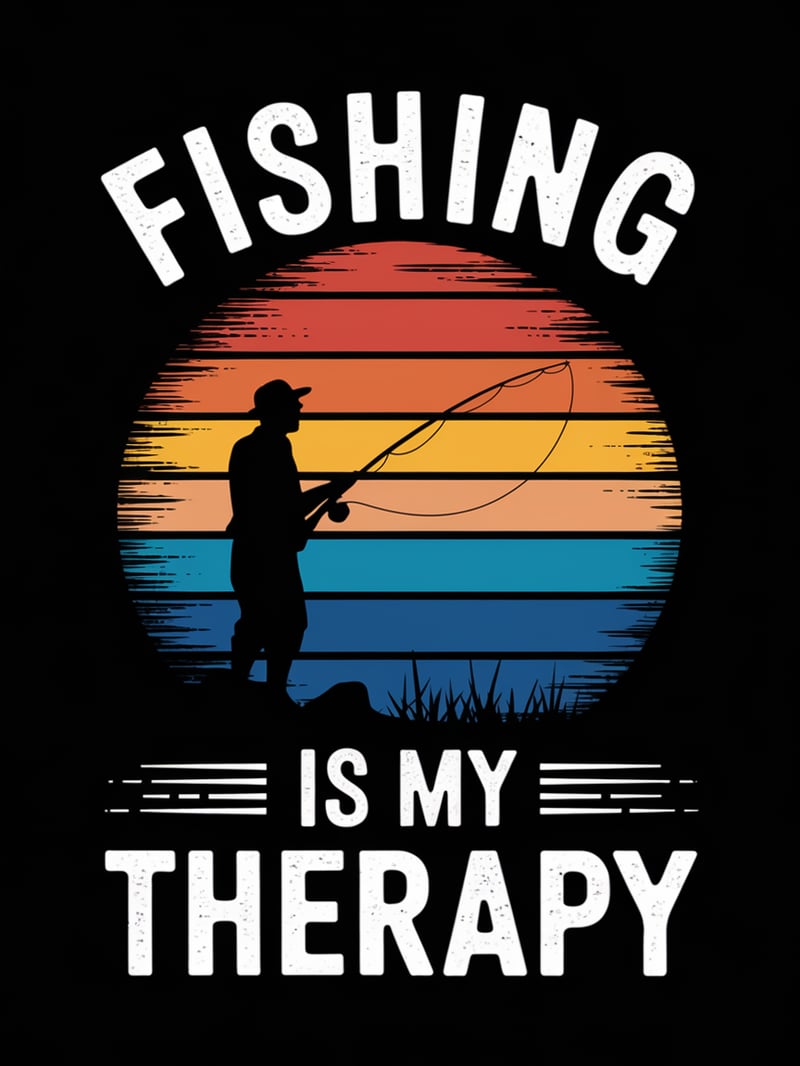 Vintage Fisherman Silhouette Design