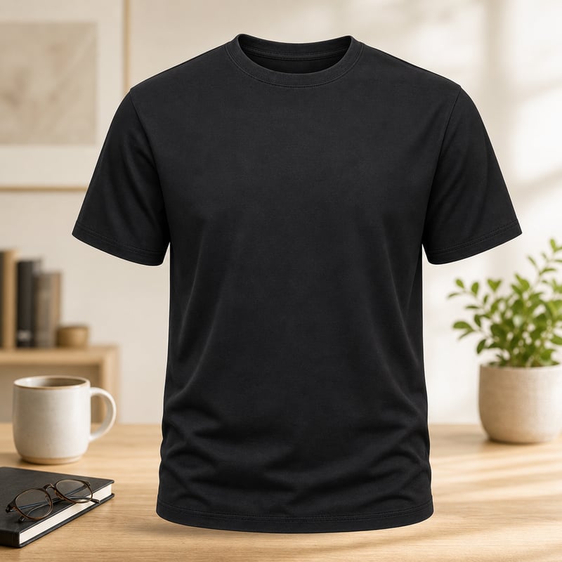 3D Ghost Mannequin Black T-Shirt Render