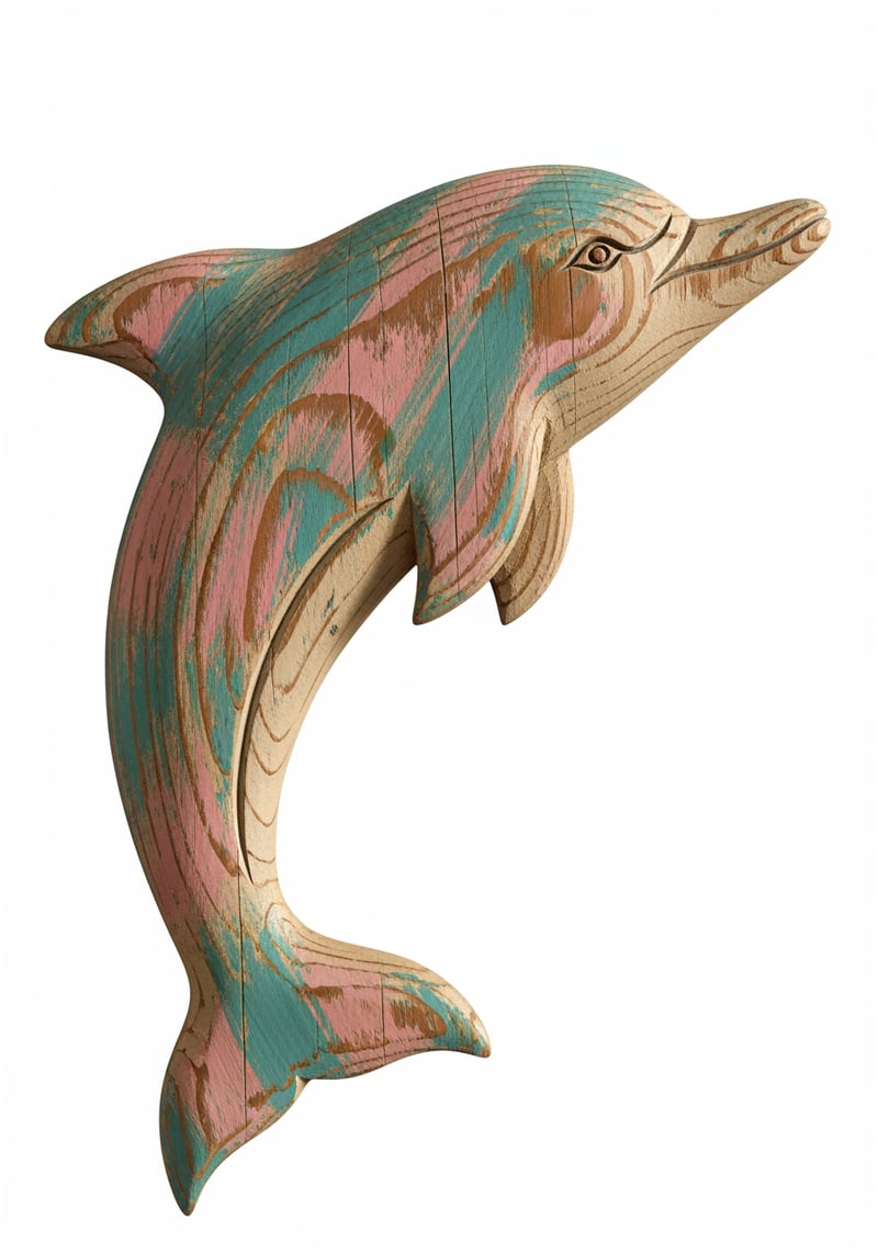 Folk-Art Dolphin Wall Carving