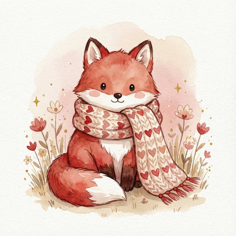 Watercolor Baby Fox Illustration