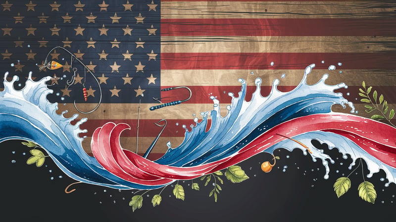 Watercolor American Flag Wave Design