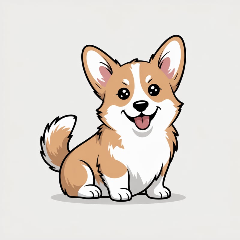 Lively Corgi in Minimalist Style