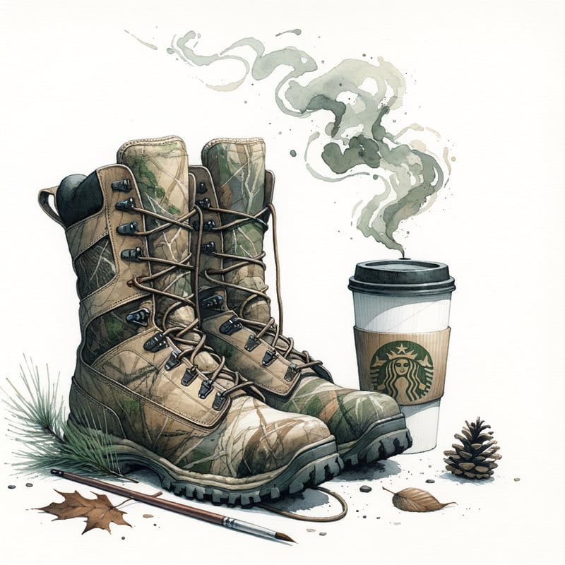 Camouflage Hunting Boots Watercolor