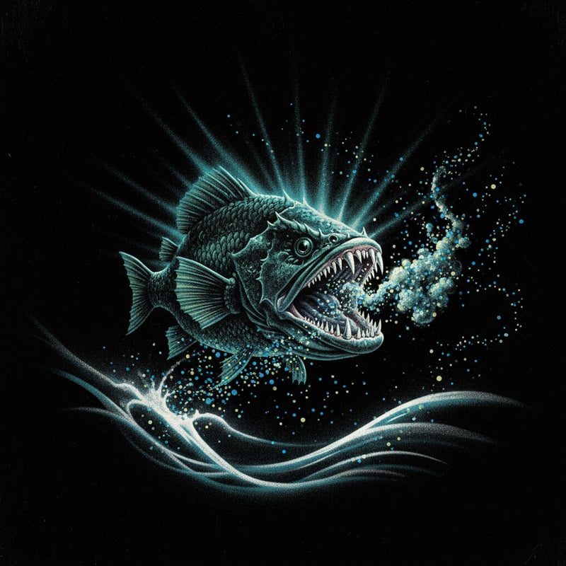Vintage 1990s Deep-Sea Fangtooth Art