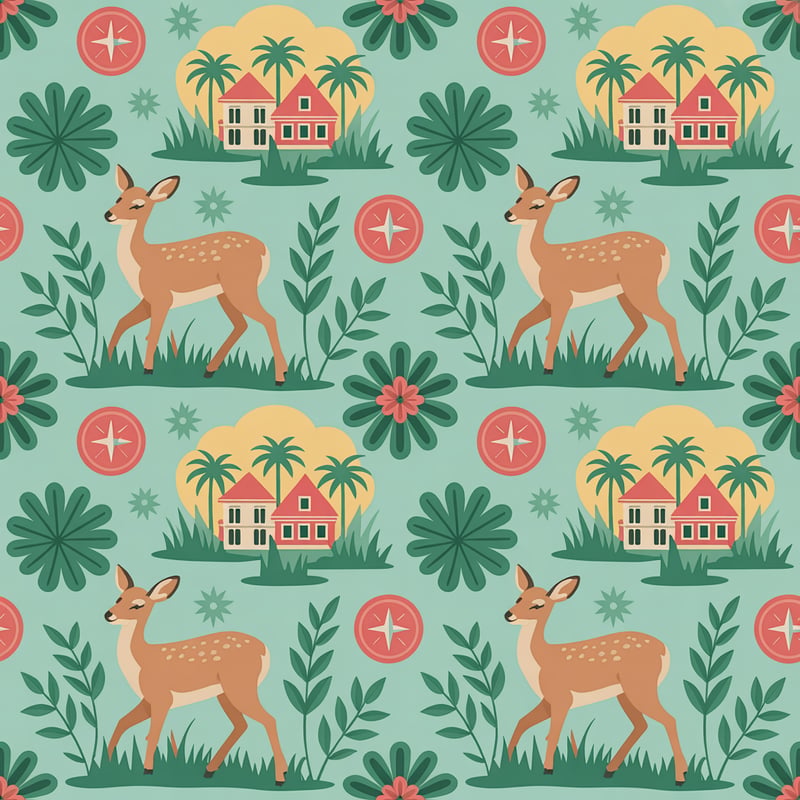 1960s Florida Souvenir Map Pattern