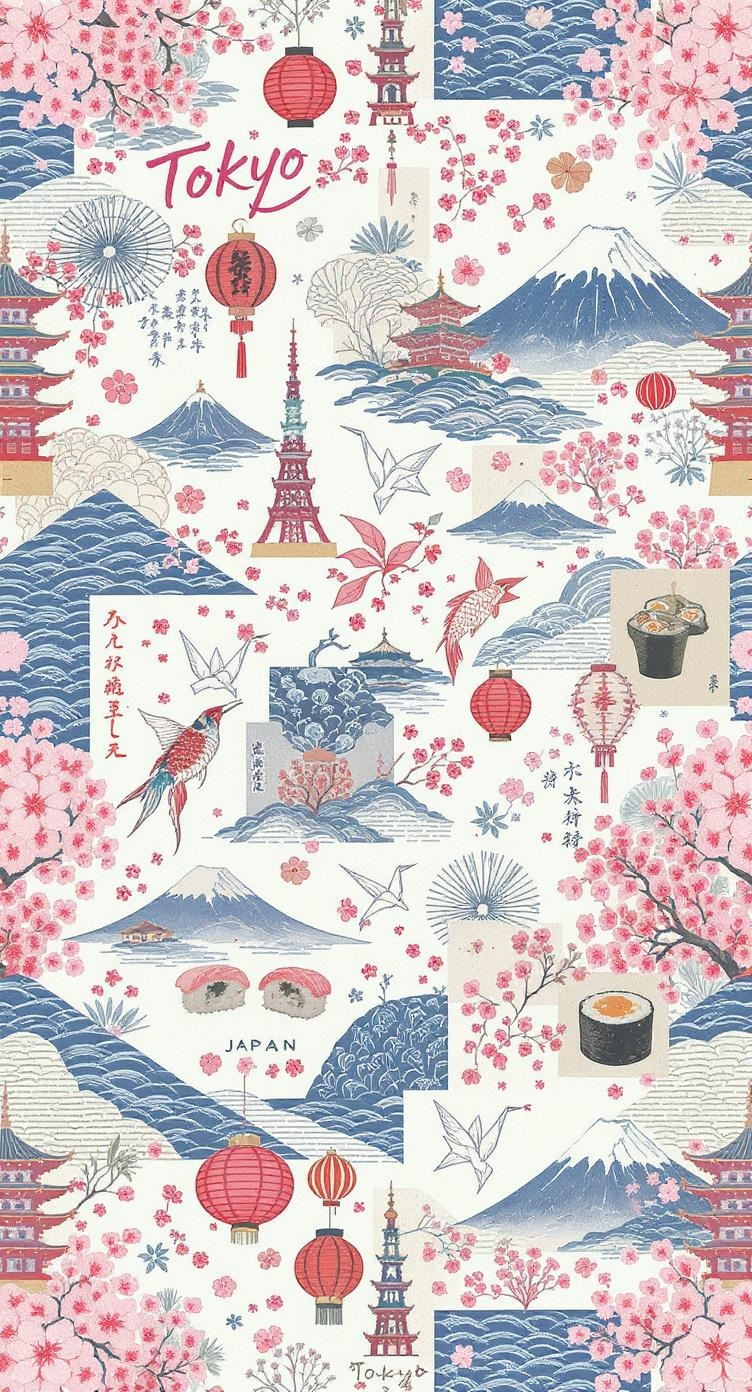 Vintage Tokyo Collage Wrapping Paper