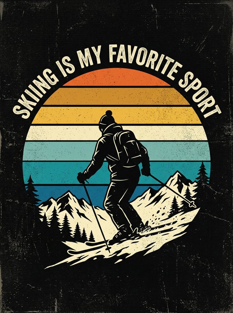 Vintage Skier Silhouette Design