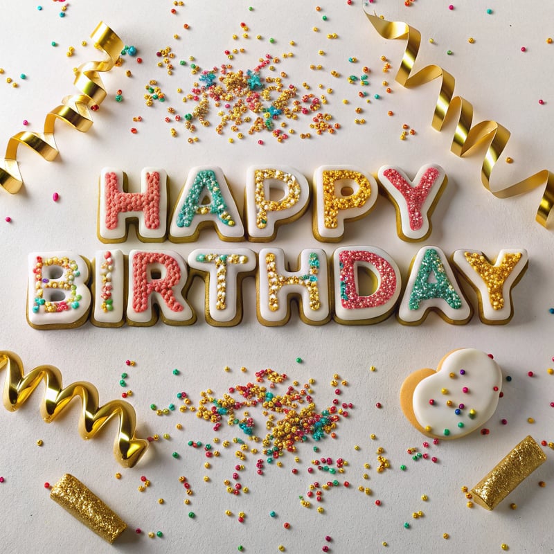 3D Happy Birthday Frosting Text