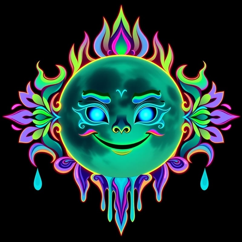 Symmetrical Multi-Colored Fantasy Moon
