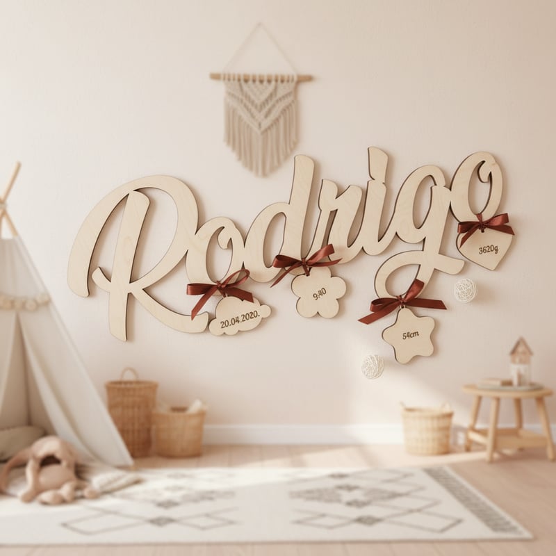 Boho Kids Room Wooden Sign Mockup