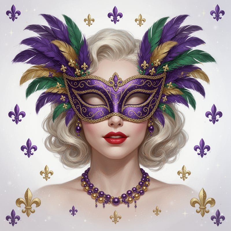 Glamorous Mardi Gras Mask Illustration