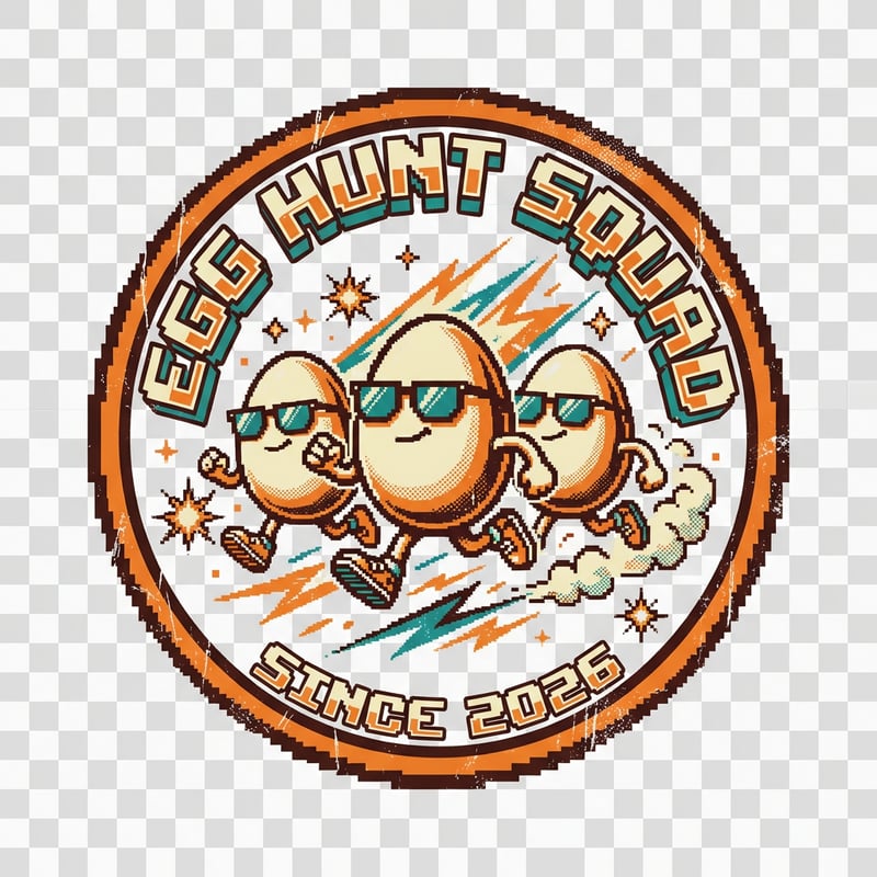 Egg Hunt Squad 80s Arcade Emblem